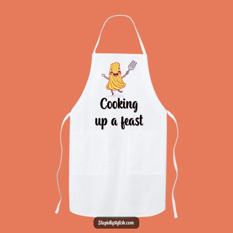 Funny Joyful Dancing Spaghetti Fork Apron - Hilarious Kitchen Gift