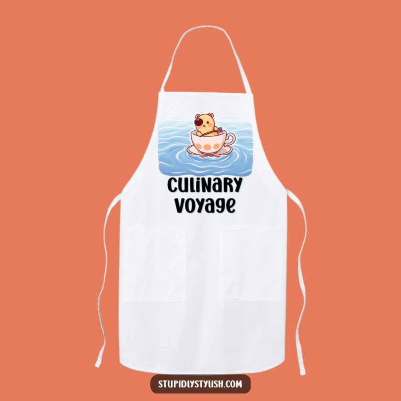 Funny Hot Dog Paddling Teacup Apron: Chef's Humor for Kitchen Adventures