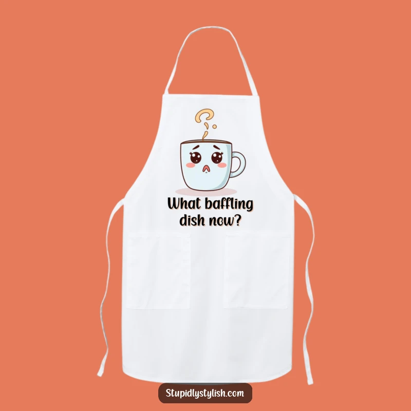 Funny Surprised Coffee Mug Apron - Kitchen Confusion Funny Gift
