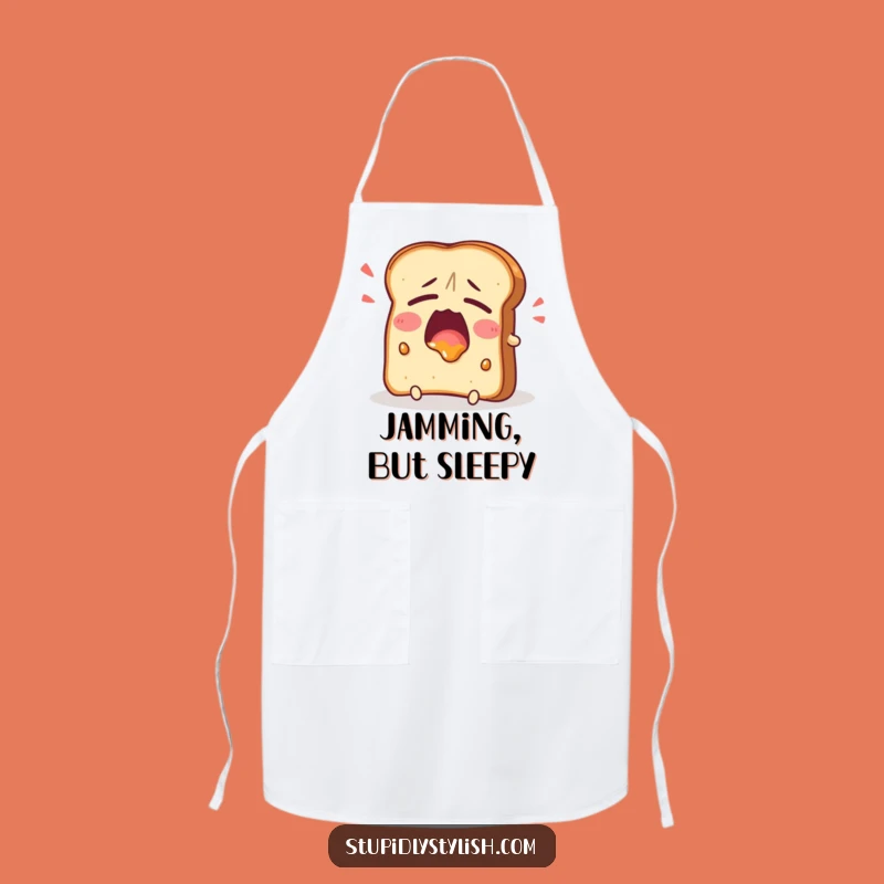 Funny Tired Toast Yawning Apron: Cook with Relatable Morning Humor