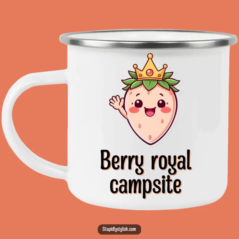Funny Strawberry King Camping Mug A Durable Crowned Fruit Camp Cup Funny Gift