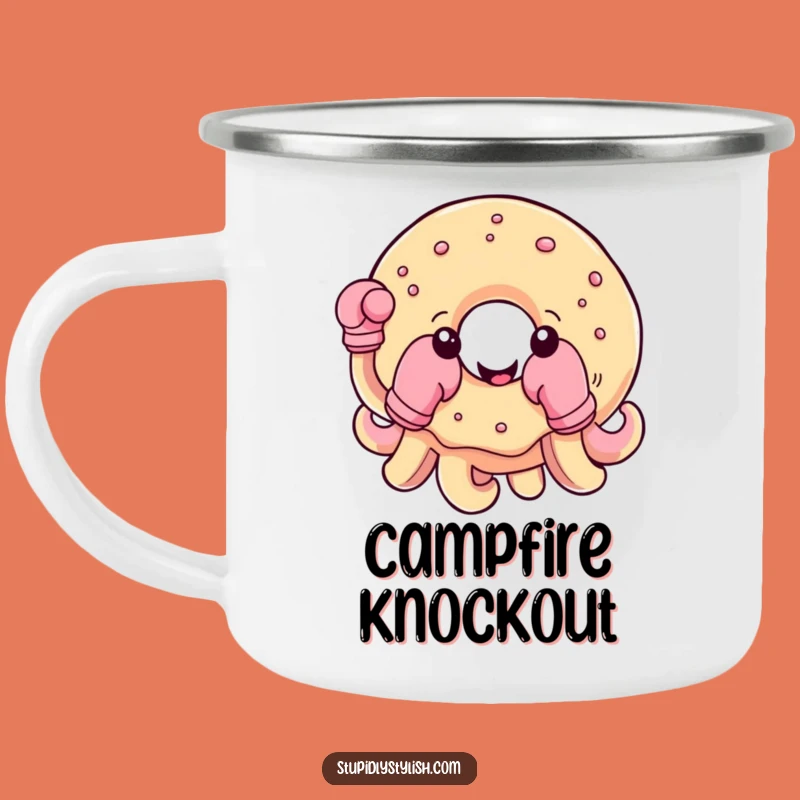 Funny Donut Boxing Camping Mug: Enjoy Drinks with Sweet Fighter Fun