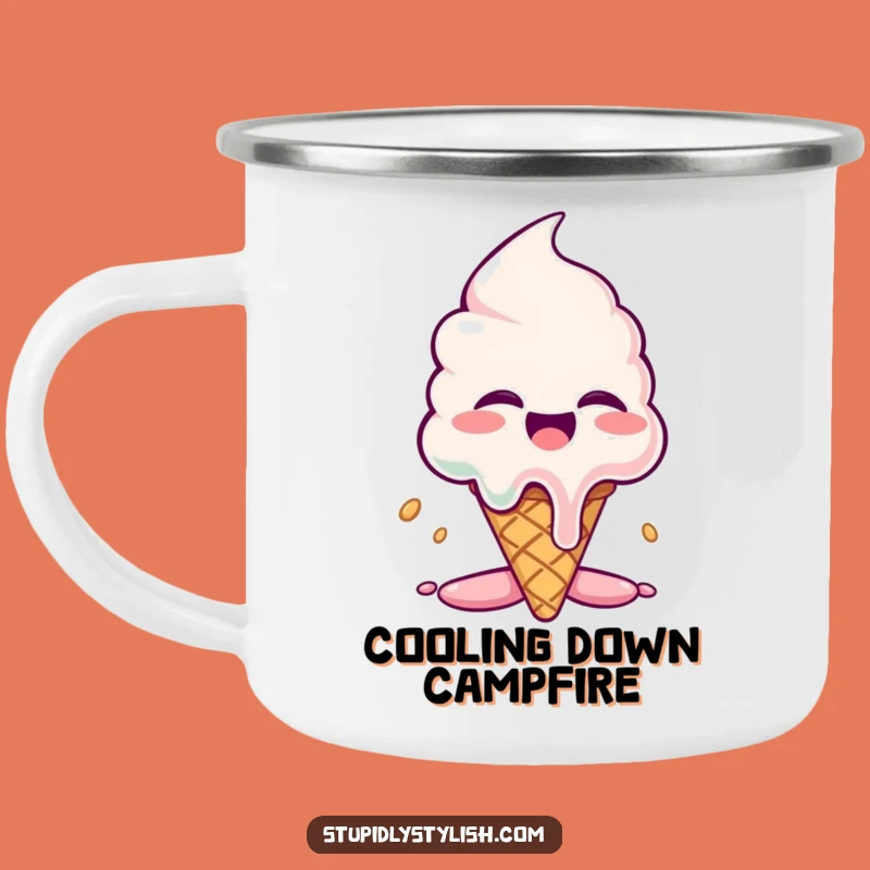 Funny Giggling Ice Cream Camping Mug: Melty Adventures for a Hilarious Gift