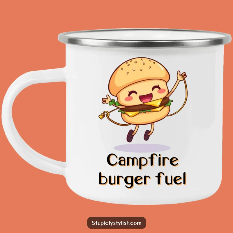 Funny Hamburger Jump Rope Camping Mug: Outdoor Cheese Fun, Great Gift