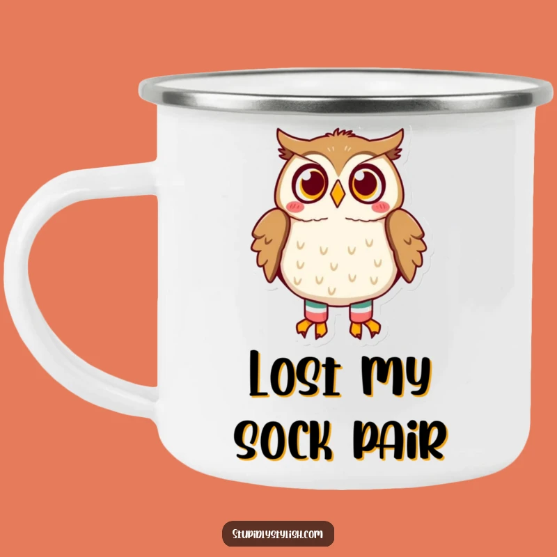 Funny Owl Camping Mug - Mismatched Socks for Outdoor Adventures