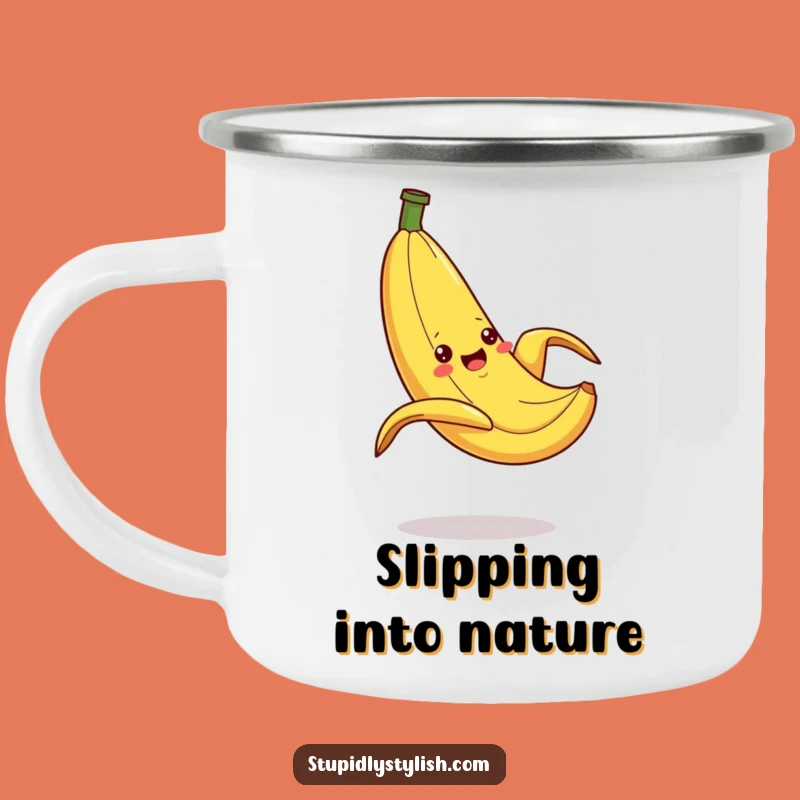 Funny Silly Banana Slipping Camping Mug: Adventure Fuelled by Cartoon Chaos