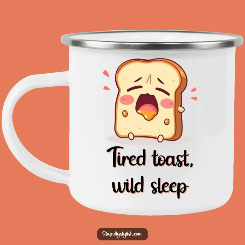 Funny Tired Toast Yawning Camping Mug: Morning Fuel for the Sleepy Adventurer