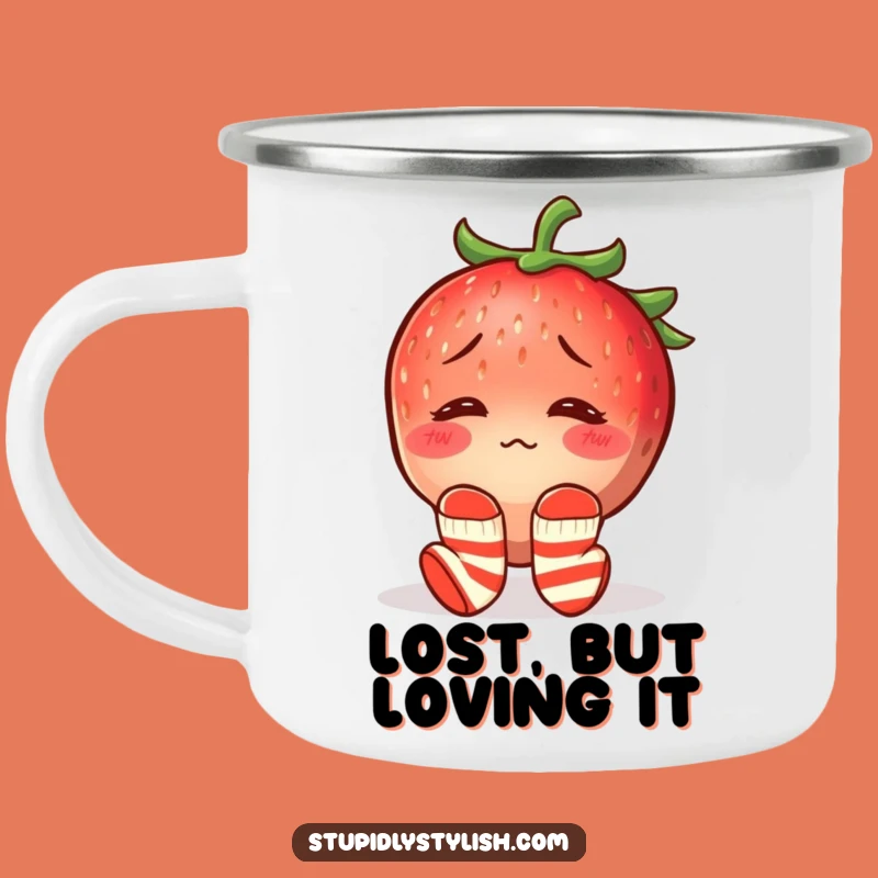 Funny Confused Strawberry Mismatched Socks Camping Mug - Outdoor Hilarious Gift