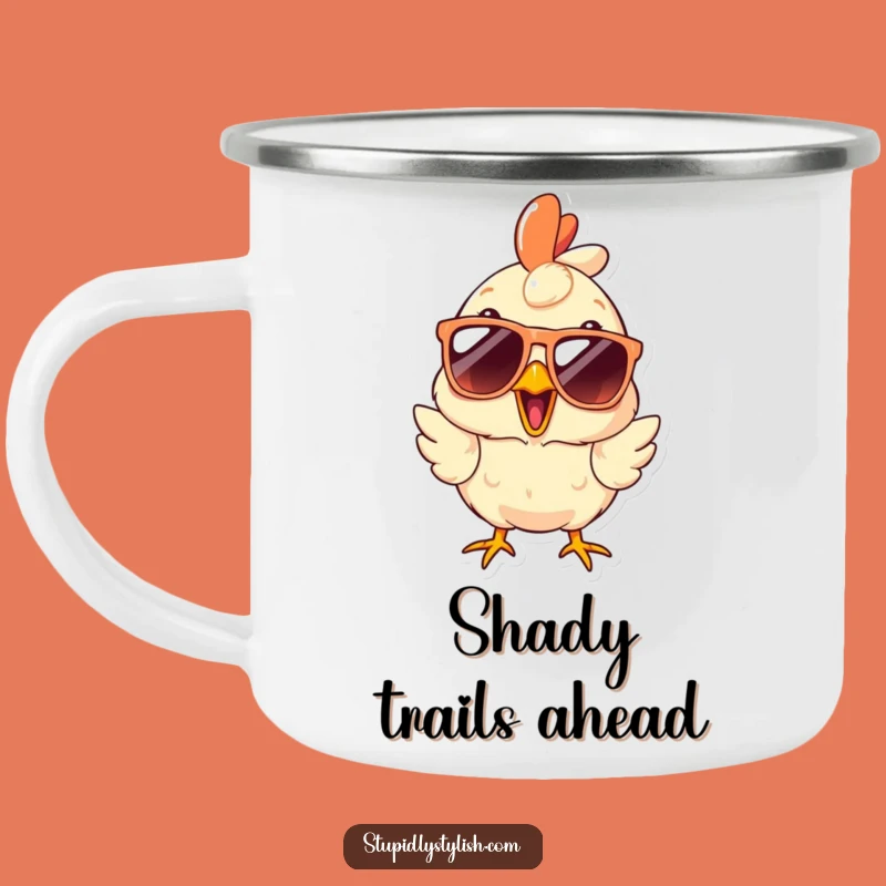 Funny Surprised Chicken Sunglasses Camping Mug: Adventure Fuelled by Shocking Coolness