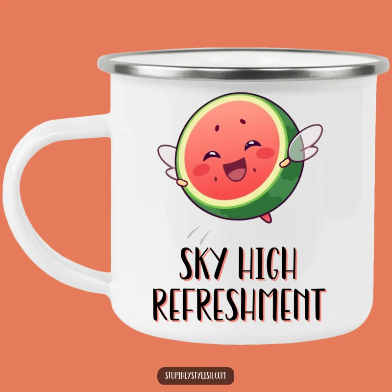 Funny Flying Watermelon Slice Camping Mug: Adventure Fuel, A Great Funny Gift