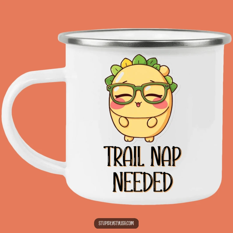 Funny Sleepy Taco Glasses Camping Mug - Cozy Campfire Comfort Gift
