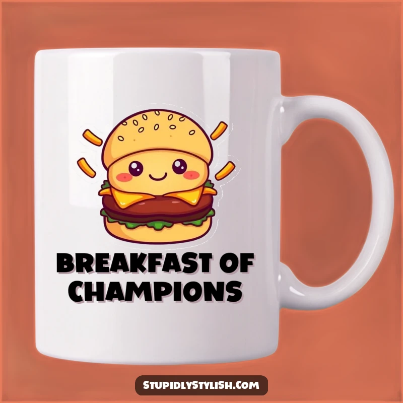 Funny Burger Juggling Fries Mug - Happy Foodie Humor Gift