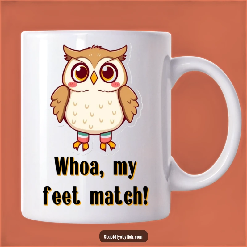 Funny Surprised Owl Mug with Mismatched Socks - Perfect Quirky Gift