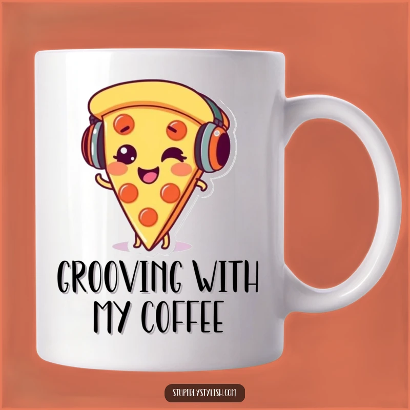 Funny Pizza Mug - Giggling Slice DJ Funny Gift