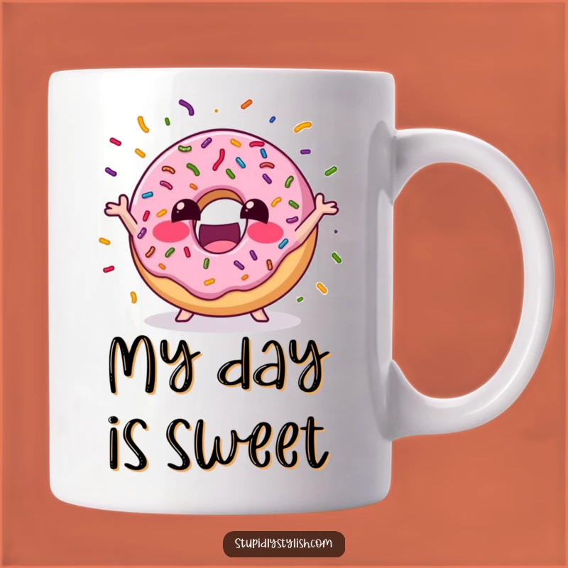 Funny Excited Donut Juggling Mug: Sweet Fun for Coffee Lovers