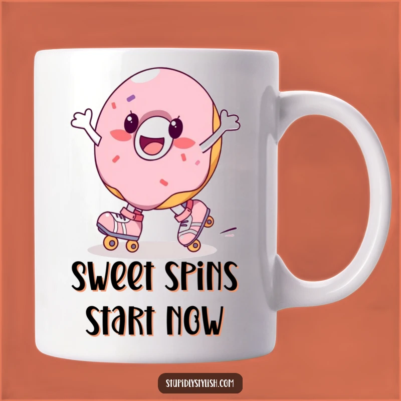 Funny Joyful Donut Roller Skate Mug - Sweet Spin Funny Gift