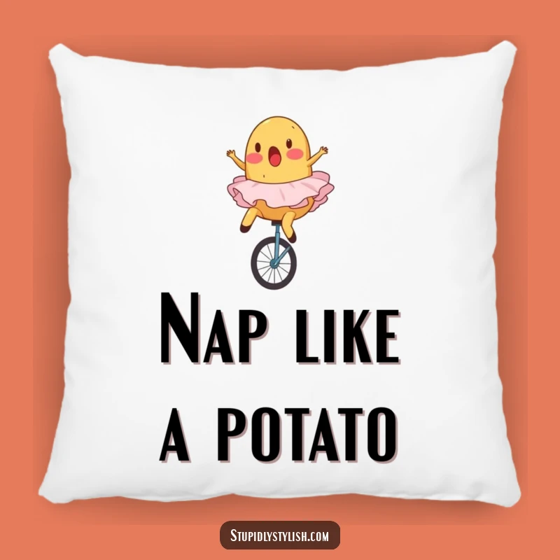 Comfy Funny Potato Tutu Pillow - Surprised Unicycle Decor Gift