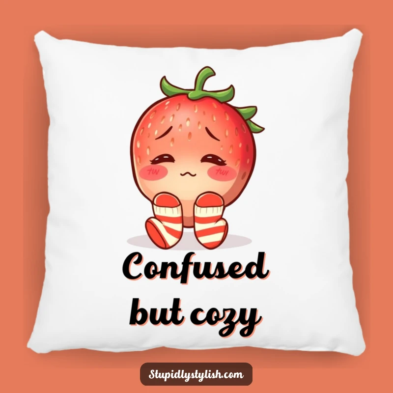 Funny Confused Strawberry Mismatched Socks Pillow - Cozy & Hilarious Home Accent