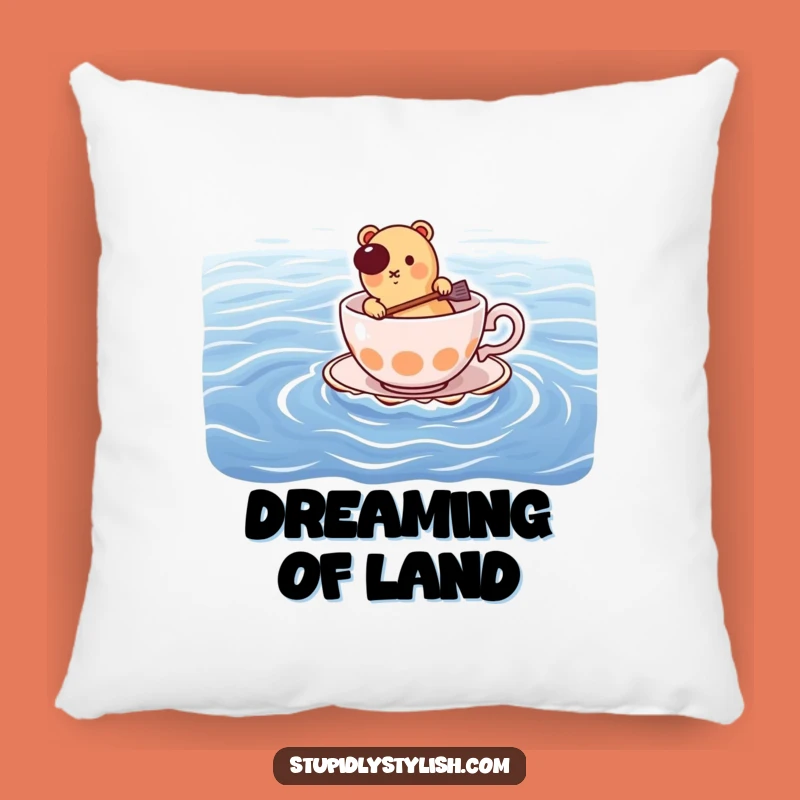 Funny Hot Dog Paddling Teacup Pillow: Comfy Couch Cushion for Humorous Decor