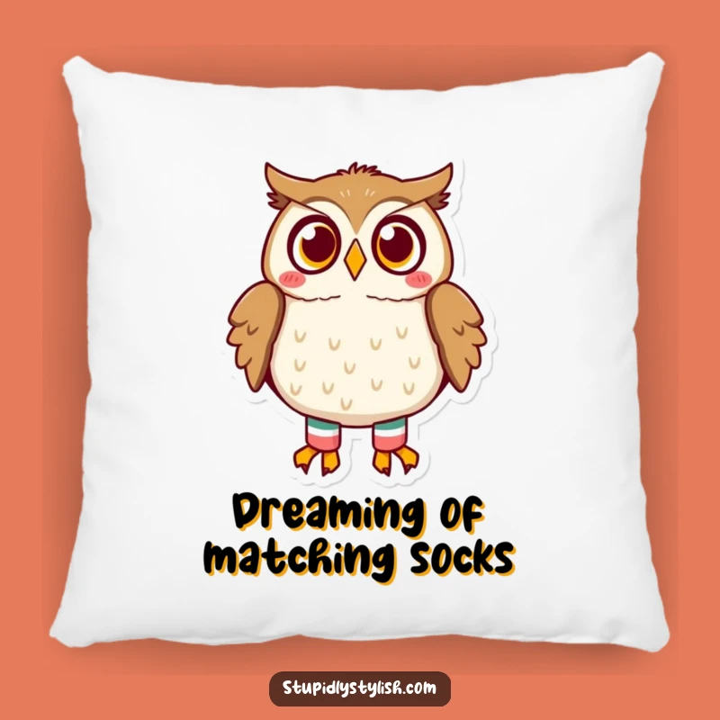 Funny Mismatched Socks Owl Pillow - Comfy & Quirky Home Decor Gift