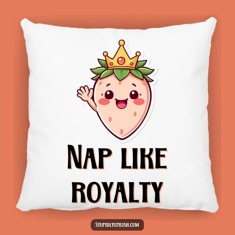 Funny Strawberry Crown Pillow A Soft & Cozy Crowned Fruit Cushion Funny Gift