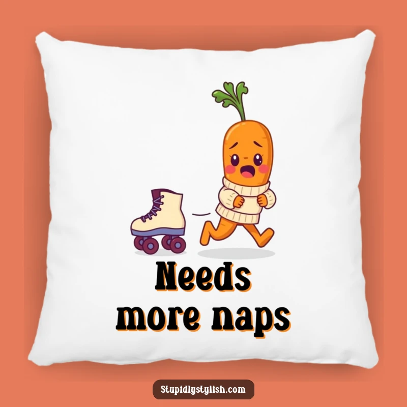 Funny Carrot Skate Pillow: Cozy Bewildered Veggie Decor Gift