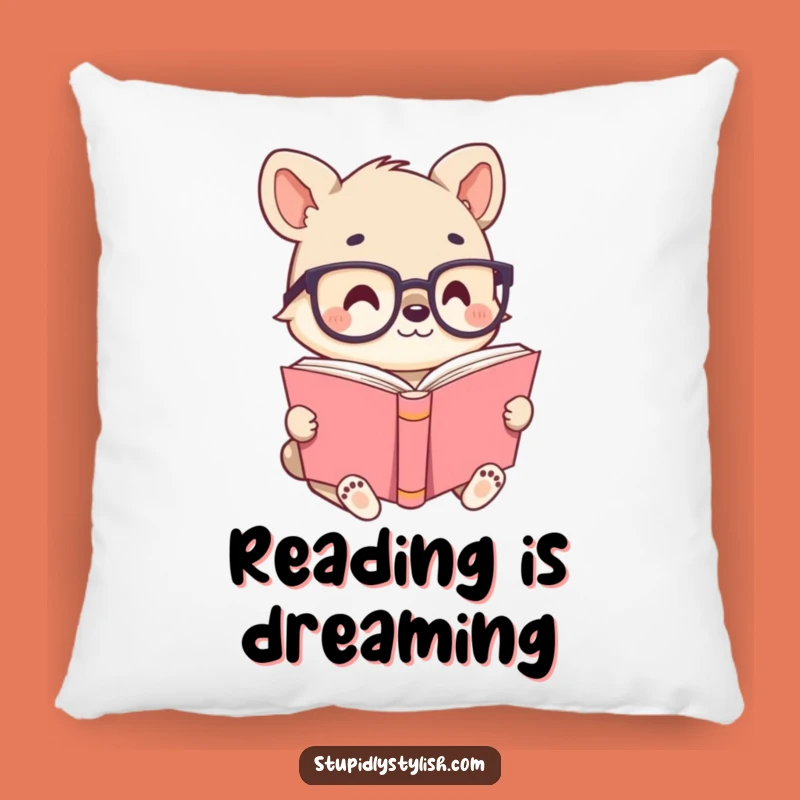 Funny Animal Reader Pillow - Cozy Tiny Glasses Bookworm Cushion Gift