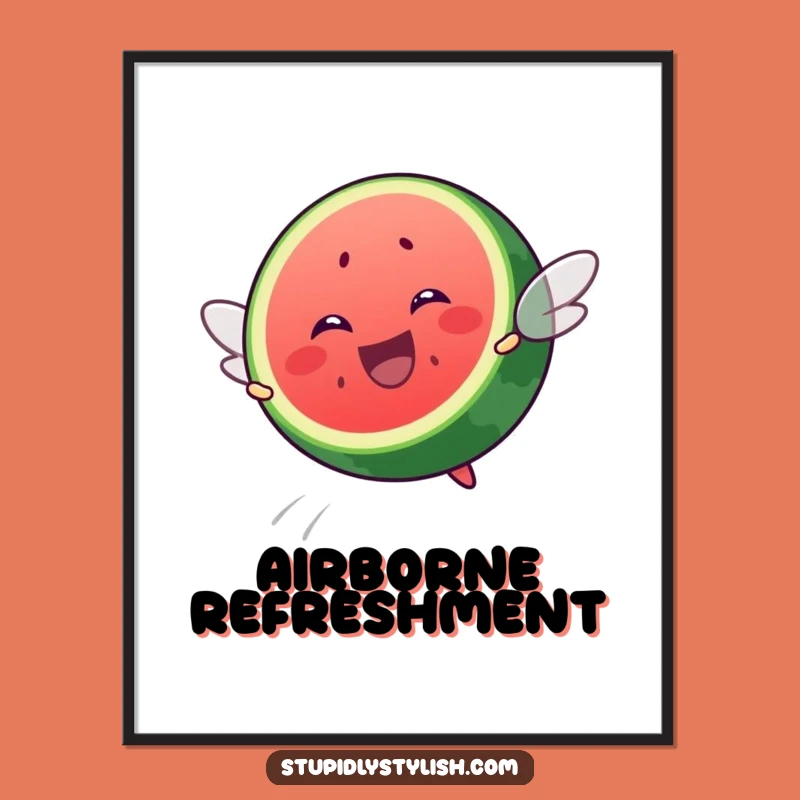 Funny Flying Watermelon Slice Digital Art: Instant Joy, A Unique Funny Gift