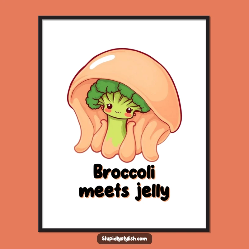 Funny Shy Broccoli Jelly Digital Art - Instant Whimsy, Gift