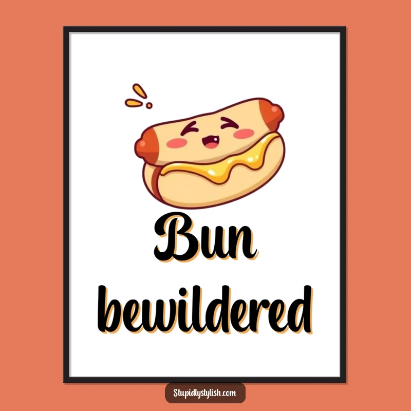 Funny Confused Hot Dog Digital Art: Instant Bewildered Decor