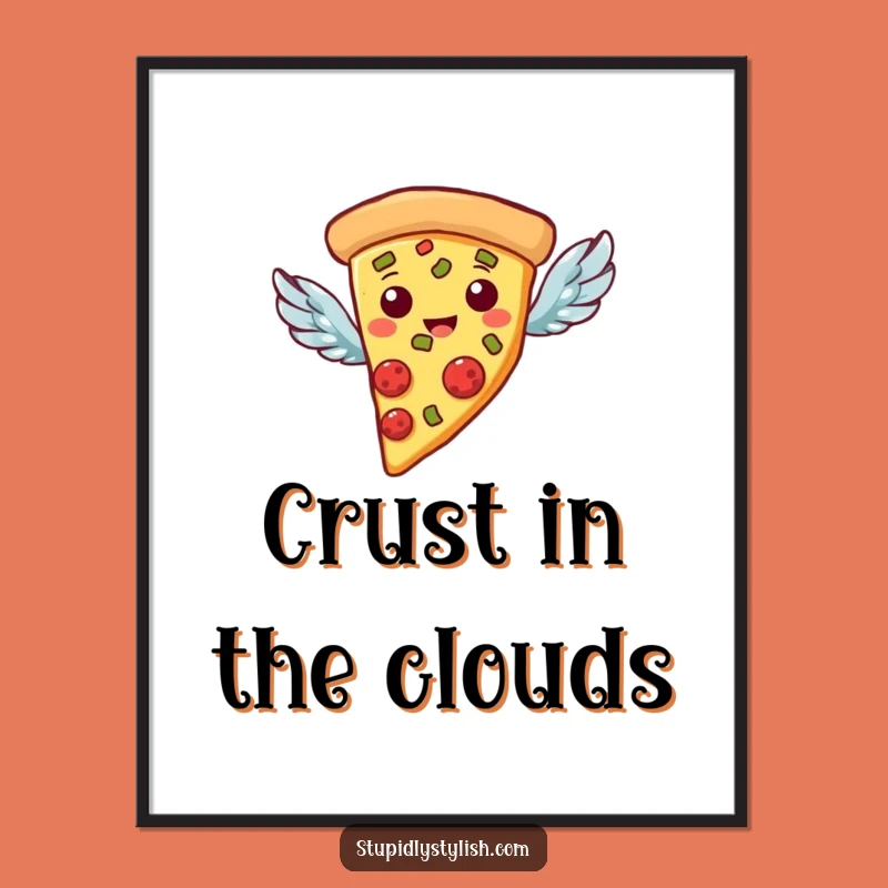 Funny Flying Pizza Digital Art: Instant Deliciousness, Perfect Printable Funny Gift
