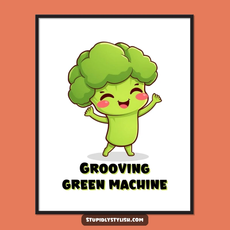 Funny Broccoli Dance Digital Art A Giggling Veggie Print For Cheerful Decor Funny Gift