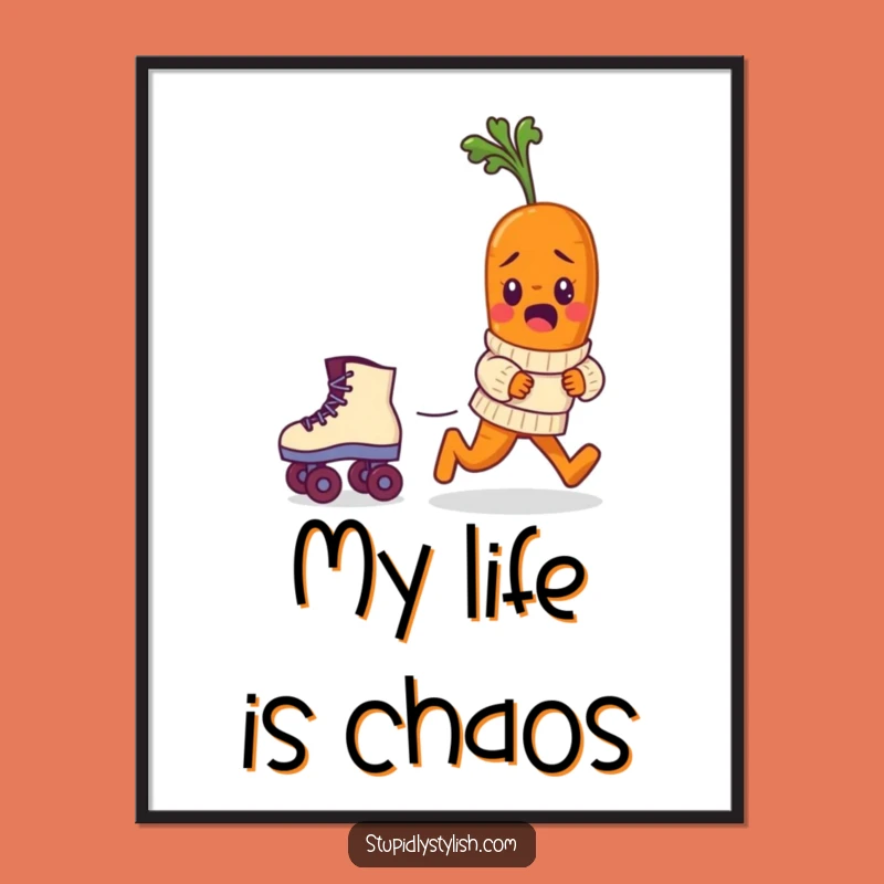 Funny Carrot Skate Digital Art: Instant Veggie Cartoon Humor Download