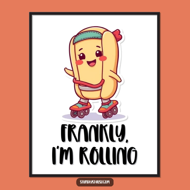 Funny Skating Hot Dog Digital Art: Instant Fun, Perfect Printable Funny Gift