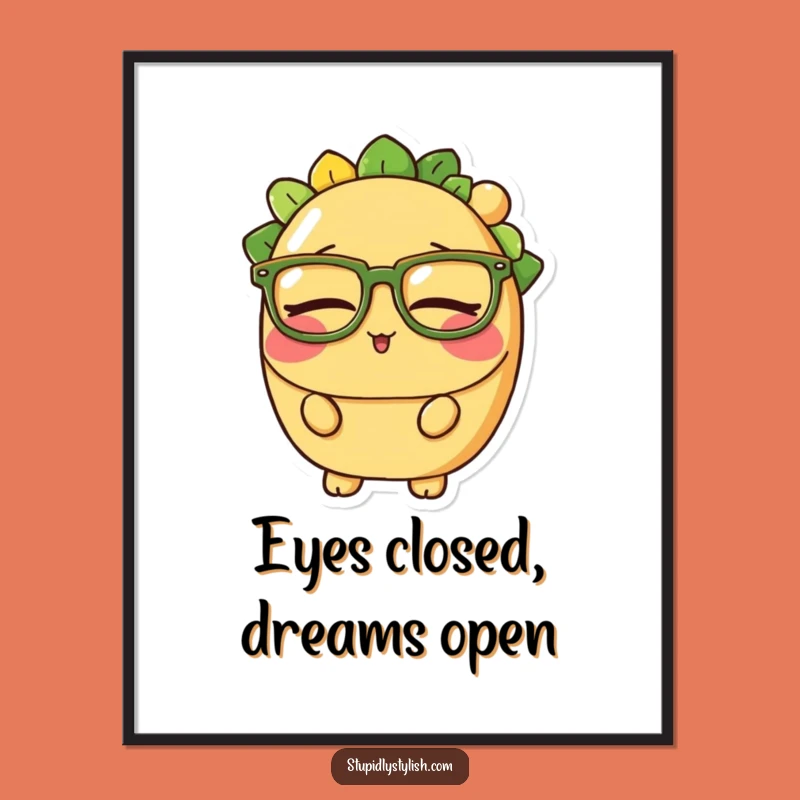 Funny Sleepy Taco Glasses Instant Art - Whimsical Digital Download Gift