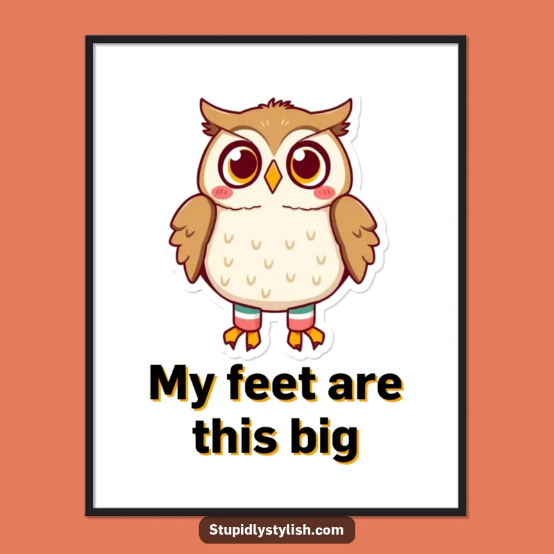 Funny Surprised Owl Digital Art - Mismatched Socks Printable for Laughs
