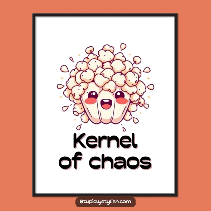 Funny Overwhelmed Popcorn Burst Digital Art: Instant Chaotic Decor