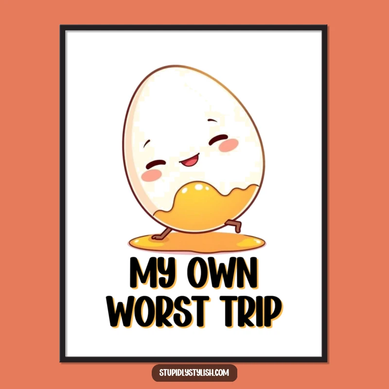 Funny Clumsy Egg Digital Print - Instant Breakfast Humor