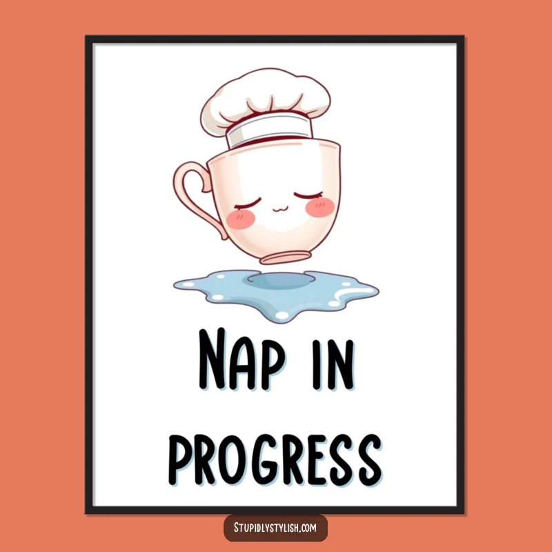 Funny Sleepy Teacup Chef Digital Art - Instant Kitchen Whimsy