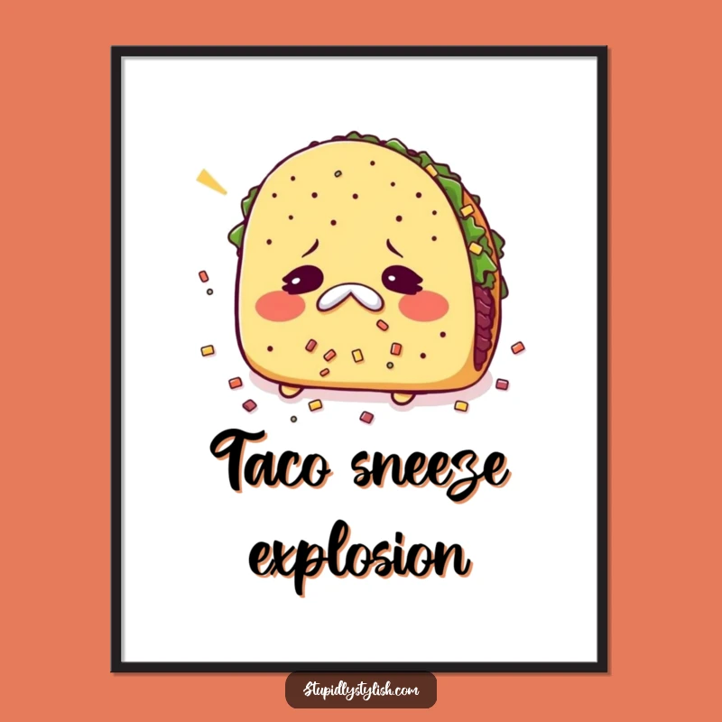 Funny Sneezing Taco Digital Art: Instant Fiesta Decor Download