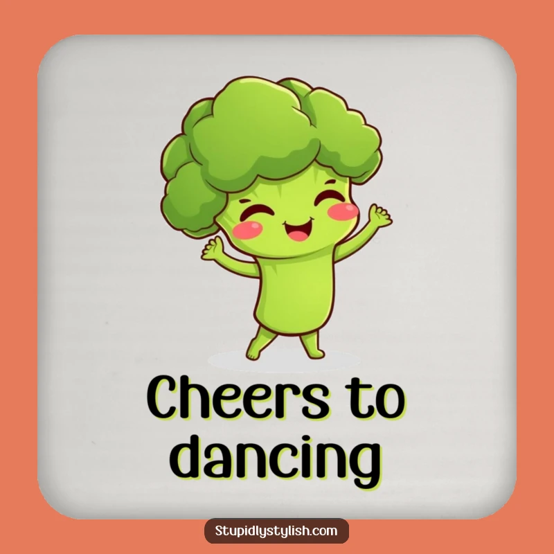 Funny Broccoli Dance Coaster Set Protect Surfaces With Veggie Moves Funny Gift