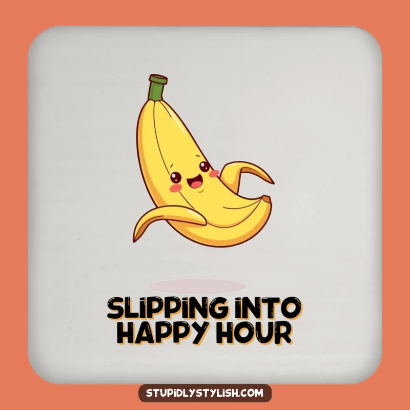 Funny Silly Banana Slipping Coaster Set: Protect Surfaces with Comical Art