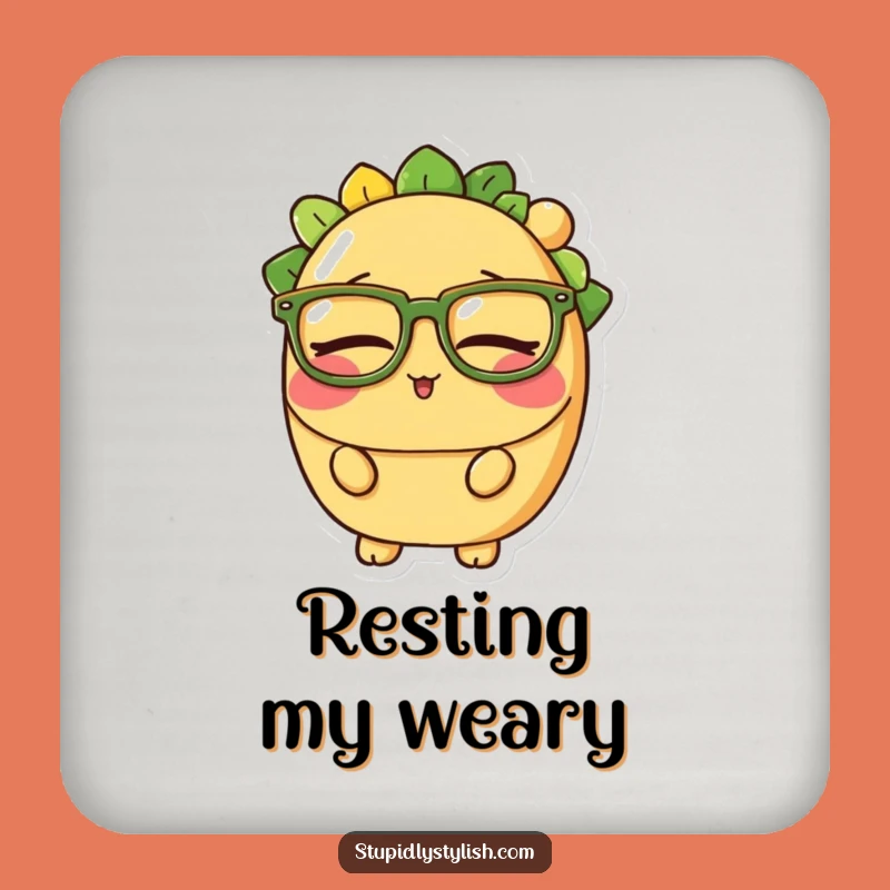 Funny Sleepy Taco Glasses Coaster Set - Protect Surfaces with Humor