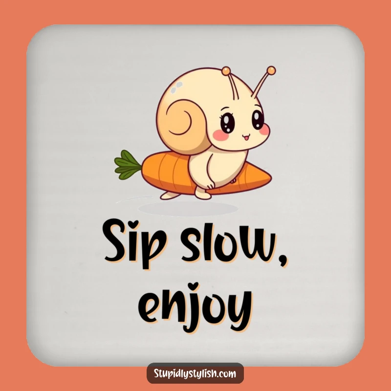Funny Snail vs Carrot Coaster Set - Whimsical Racer Drink Savers Funny Gift