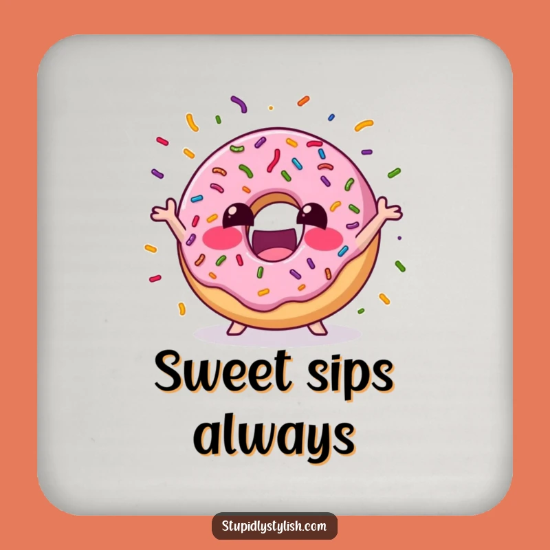 Funny Excited Donut Juggling Coaster Set: Protect Surfaces with Sweet Style