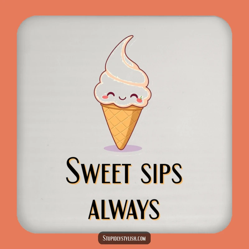 Funny Ice Cream Cone Drink Coaster: Protect Surfaces with Sweetness!