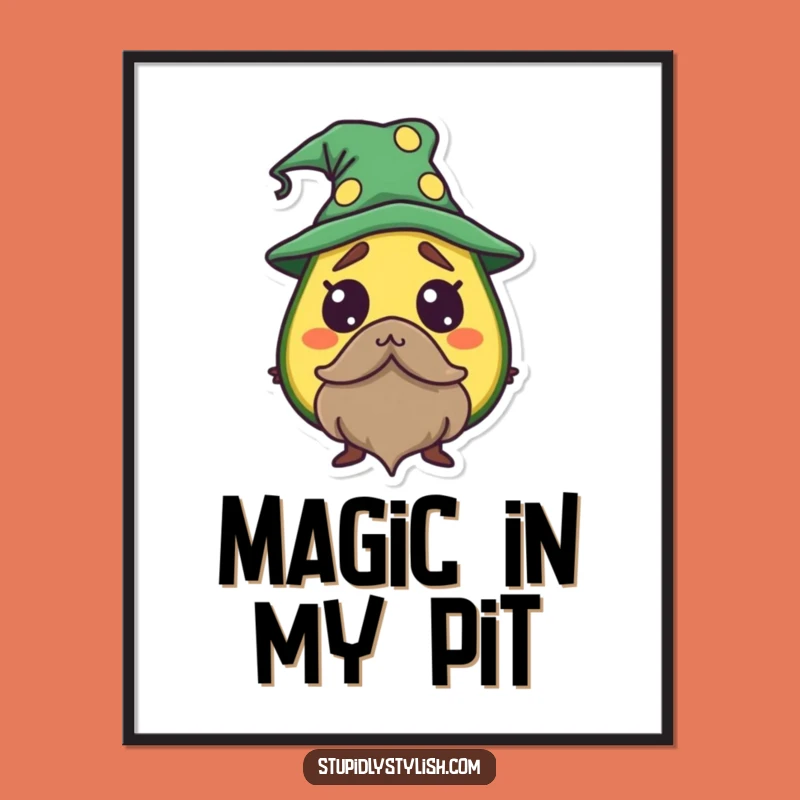 Funny Avocado Wizard Poster: Startled Sorcerer Art, Perfect Wall Decor Gift