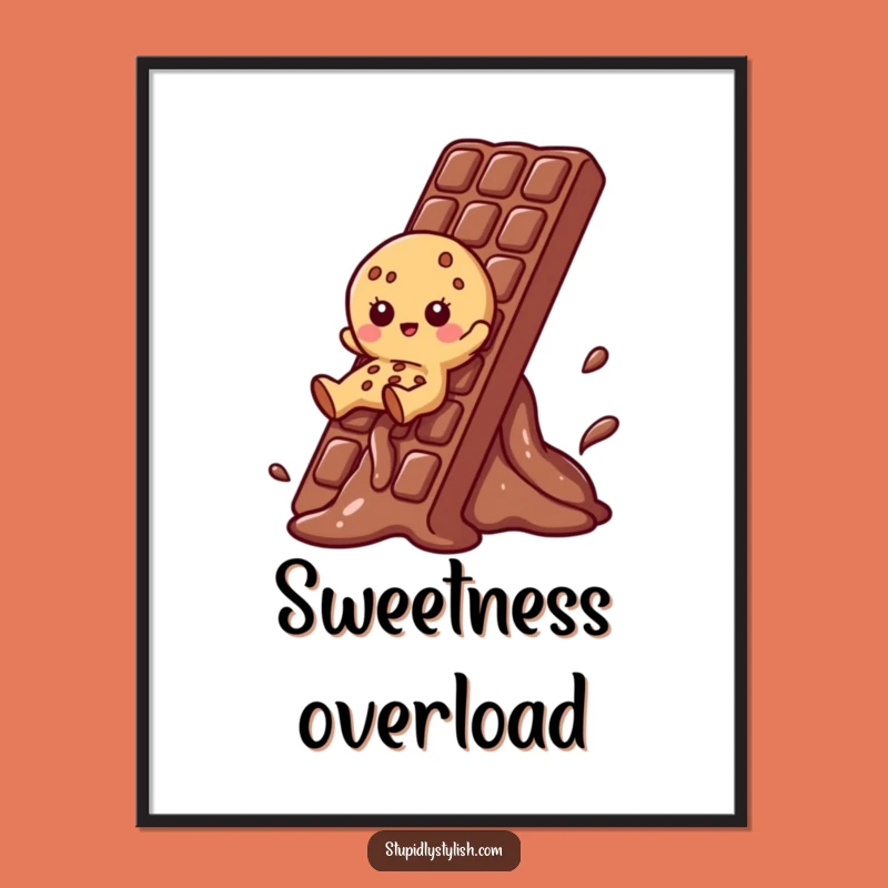 Funny Cookie Chocolate Slide Poster: Sweet Treat Art, Perfect Wall Decor Gift