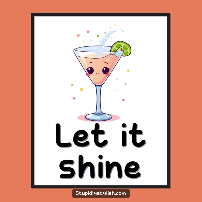 Funny Dancing Cocktail Poster: Glittery Art for Walls, Hilarious Gift