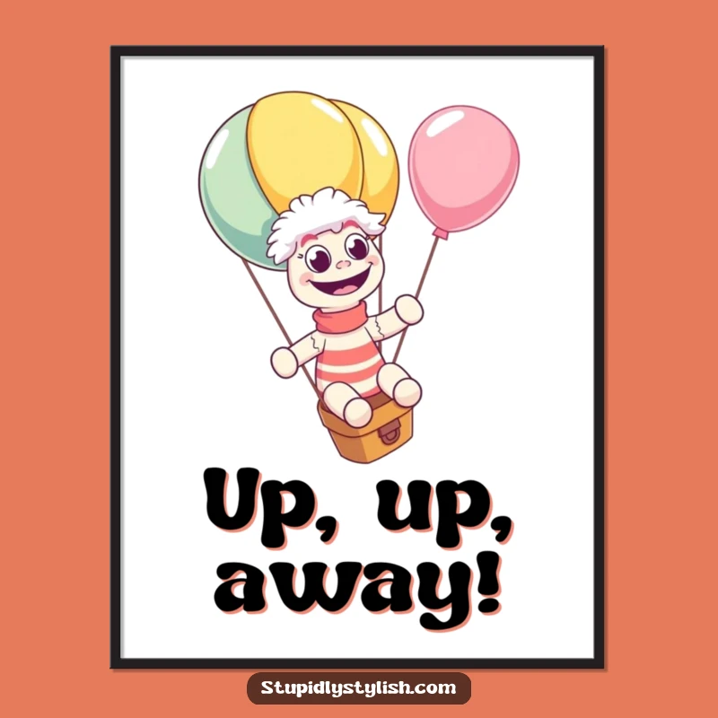 Funny Sock Puppet Balloon Ride Poster - Hilarious Wall Art Decor